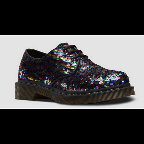 Dr. Martens RAINBOW MULTI+SILVER SEQUIN woman’s size 6 - Picture 2 of 8